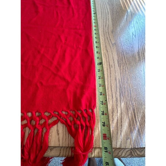 Red Tassel-Trimmed Scarf/Shawl - Cozy Winter Accessory For Women Soft & Stylish - Picture 10 of 11